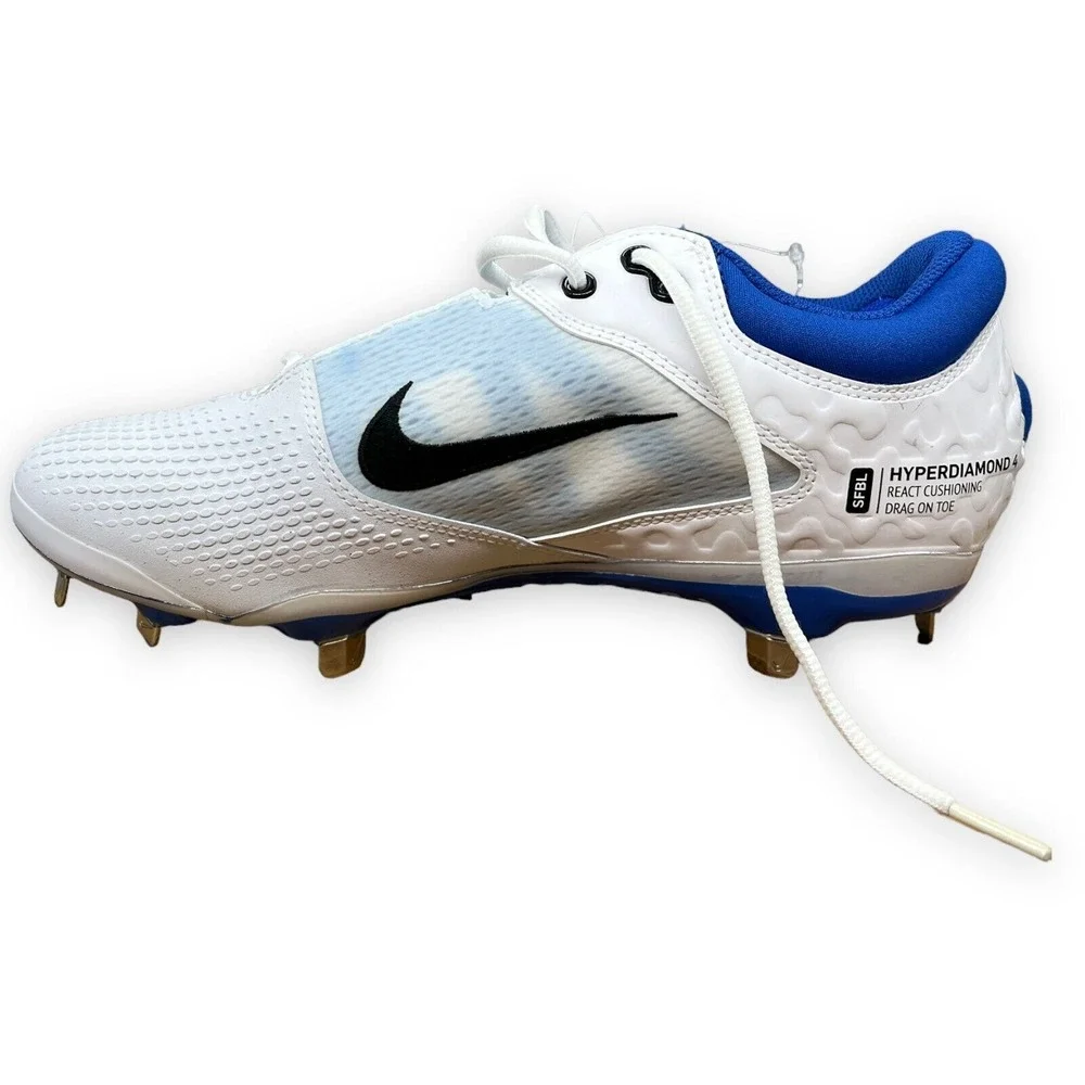 Nike Women's Baseball Cleats Softball Size 9.5 HyperDiamond‎ 4 Elite White Blue